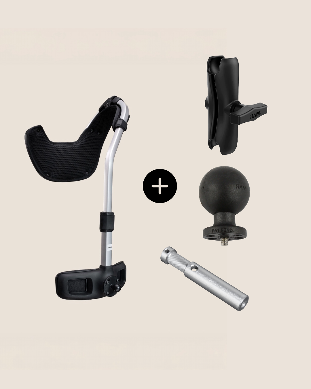 Hook II - incl RAM® double Socket Arm, Ball 1/4 adapter & Baby Pin